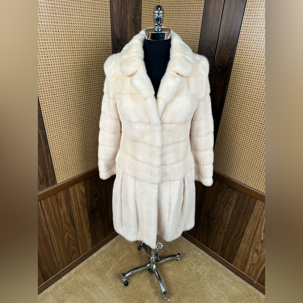 SIMONETTA RAVIZZA ITALY DESIGNER IVORY CREAM MINK FUR COAT JACKET SIZE 42 6